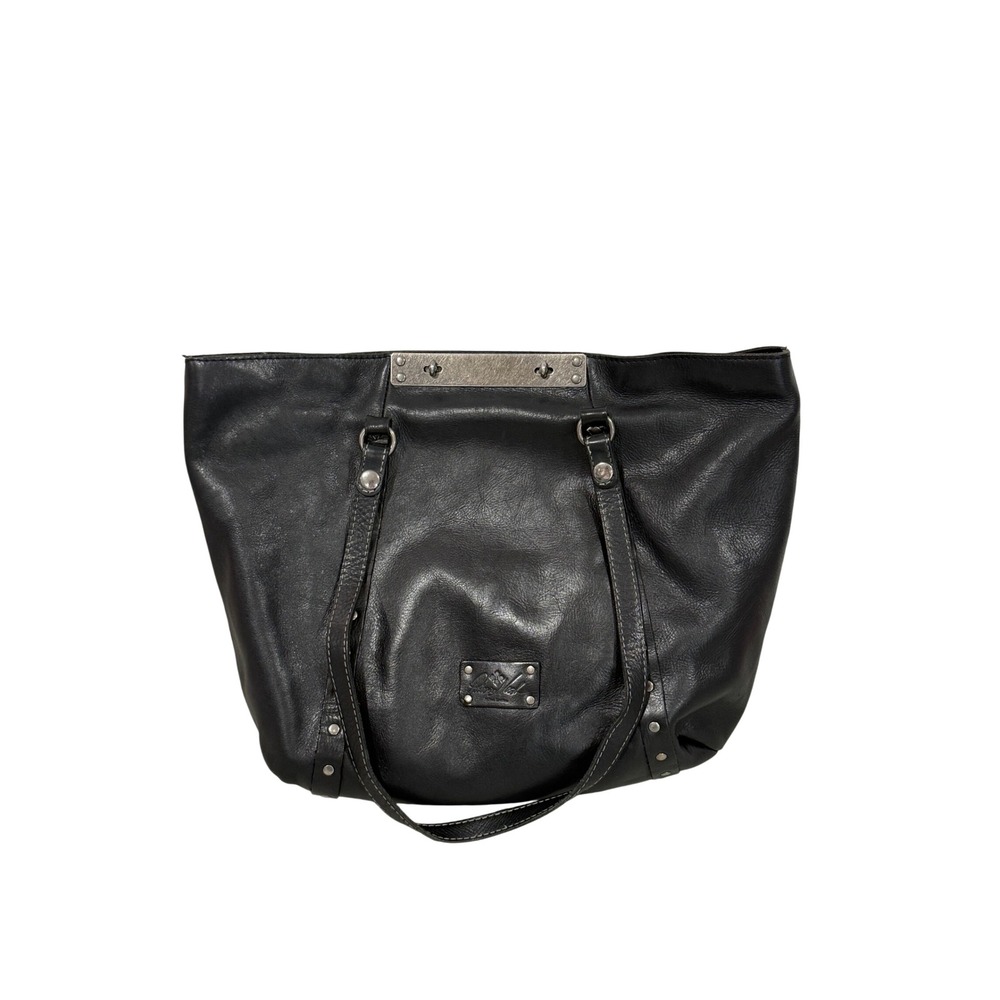 Patricia Nash Black Leather Studded Tote Bag Italian Leather Shoulder Bag